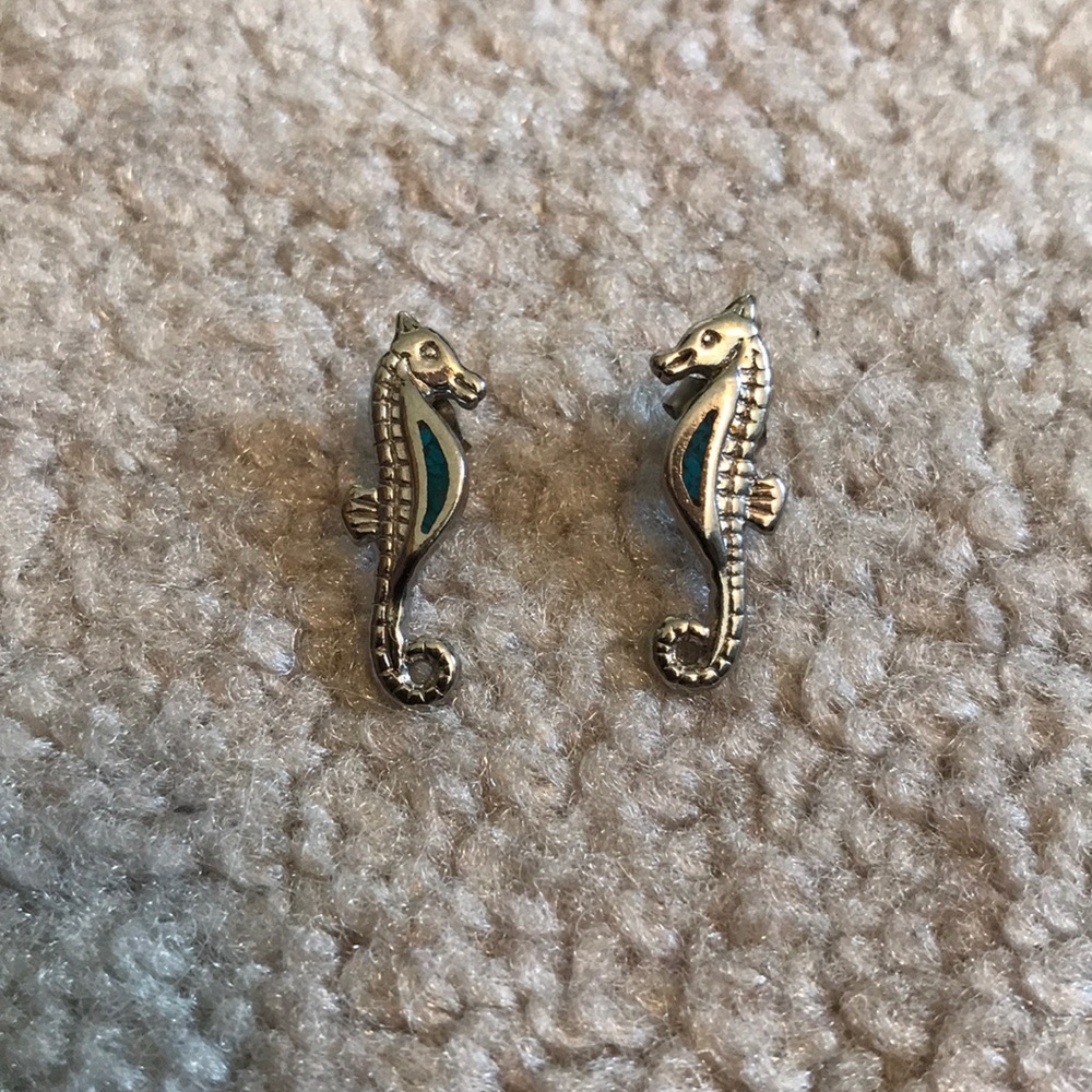Silver Seahorse Stud Earrings